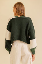 Green Combo Color Block Open Front Cardigan