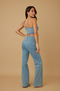 Denim Single Strap Wrap Flower Set