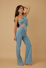 Denim Single Strap Wrap Flower Set