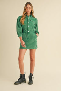 Kelly Green Corduroy Button Down Dress Aquarius Brand Kelly Green Corduroy Button Down Dress Aquarius Brand