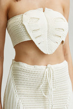 White Leaf Motif Crochet Knit Skirt 2-PC Set