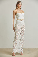 White Crochet Knit Pattern Maxi Dress