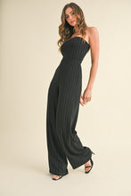 Black Pin Striped Tube Wide Leg Jumpsuit