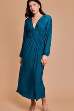 Teal Deep V-Neck Long Sleeve Maxi Dress