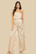 Taupe Unbalanced Tube Top With Pocket Jumpsuit