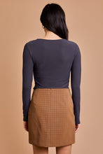 Charcoal Front Twist Cut Out Detail Long Sleeve Bodysuit
