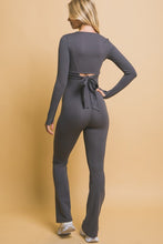Coal Grey Jumpsuit Wrap Long Sleeve With Thumbholes