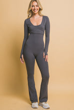 Coal Grey Jumpsuit Wrap Long Sleeve With Thumbholes