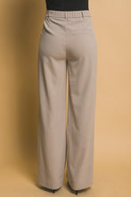Beige Pinstripe Wide Leg Pants