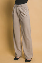 Beige Pinstripe Wide Leg Pants