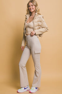 Stone Flared Cargo Leggings