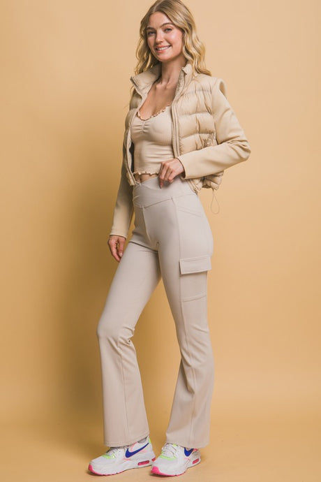 Stone Flared Cargo Leggings
