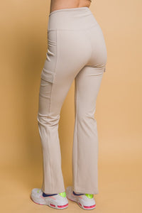 Stone Flared Cargo Leggings