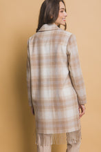 Beige Fringed Plaid Coat