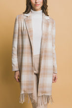 Beige Fringed Plaid Coat
