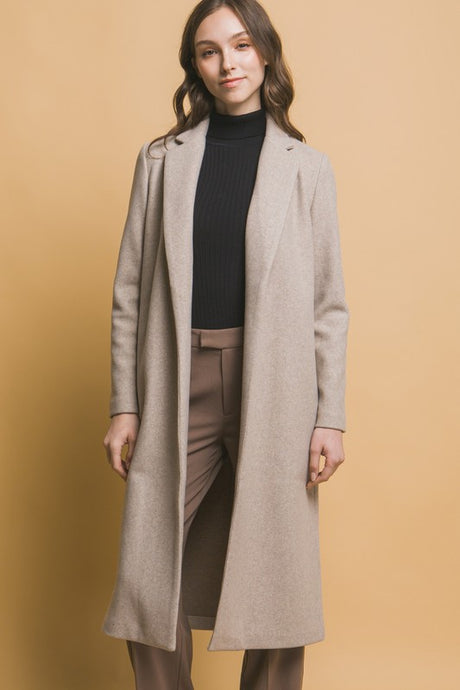 Oatmeal JQ Fleece Long Line Coat