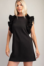 Black Pleated Shoulder Mini Dress