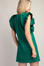 Hunter Green Pleated Shoulder Mini Dress