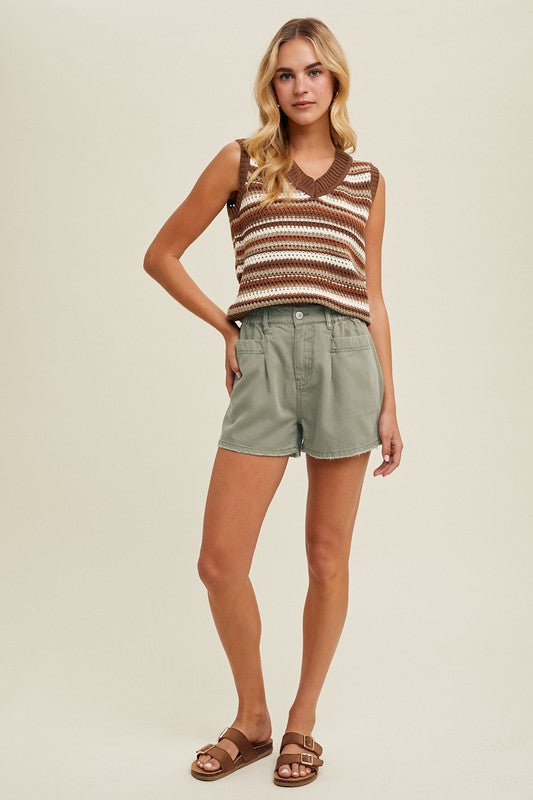 S.Olive Raw Edge Hem Denim Shorts