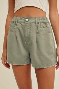 S.Olive Raw Edge Hem Denim Shorts
