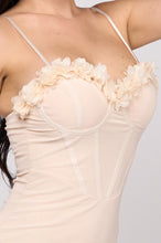 Butter Romantic Texture Flower Trim Sweetheart Mini Dress