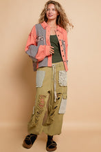 Orange Balloon Sleeve Thermal Edge Detail Collar Jacket