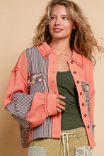 Orange Balloon Sleeve Thermal Edge Detail Collar Jacket