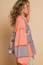 Orange Balloon Sleeve Thermal Edge Detail Collar Jacket
