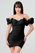 Black Sexy Sweetheart Off Shoulder Ruffled Mini Dress