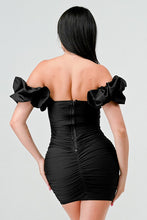 Black Sexy Sweetheart Off Shoulder Ruffled Mini Dress