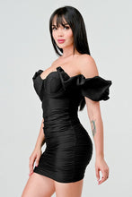 Black Sexy Sweetheart Off Shoulder Ruffled Mini Dress