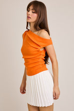 Orange Asymmetrical Neck Sweater Top