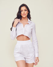 White Striped Rhinestone Set
