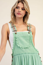 Pastel Green Lace Trim Tiered Sleeveless Jumpsuit