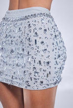 Silver Rhinestone Mesh Crop Top And Skirt Set