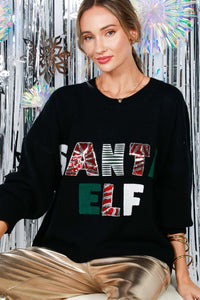Black Sequin Detail Santa Sweater