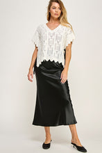 White/Black Crocheted Knit Top With Bow Detail