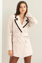 White Up For The Day Belted Contrast Collar Blazer