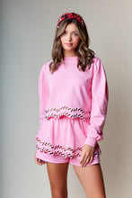 Pink Candy Cane Embellished Sweatshirt And Skort Set