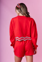 Red Candy Cane Embellished Sweatshirt And Skort Set