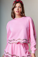 Pink Candy Cane Embellished Sweatshirt And Skort Set