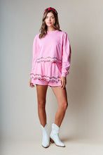 Pink Candy Cane Embellished Sweatshirt And Skort Set