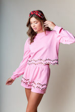 Pink Candy Cane Embellished Sweatshirt And Skort Set