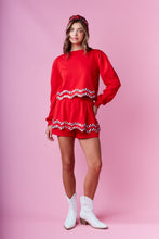 Red Candy Cane Embellished Sweatshirt And Skort Set