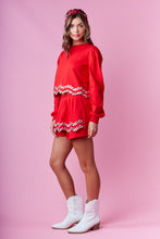 Red Candy Cane Embellished Sweatshirt And Skort Set