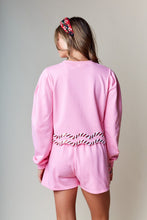 Pink Candy Cane Embellished Sweatshirt And Skort Set