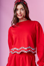 Red Candy Cane Embellished Sweatshirt And Skort Set