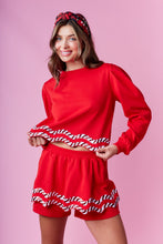 Red Candy Cane Embellished Sweatshirt And Skort Set