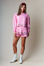 Pink Candy Cane Embellished Sweatshirt And Skort Set