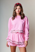 Pink Candy Cane Embellished Sweatshirt And Skort Set